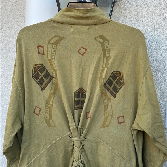 Vintage 90’s BLUE FISH Organic Cotton Hand Painted Button-Up Boho Jacket - Picture 8 of 15